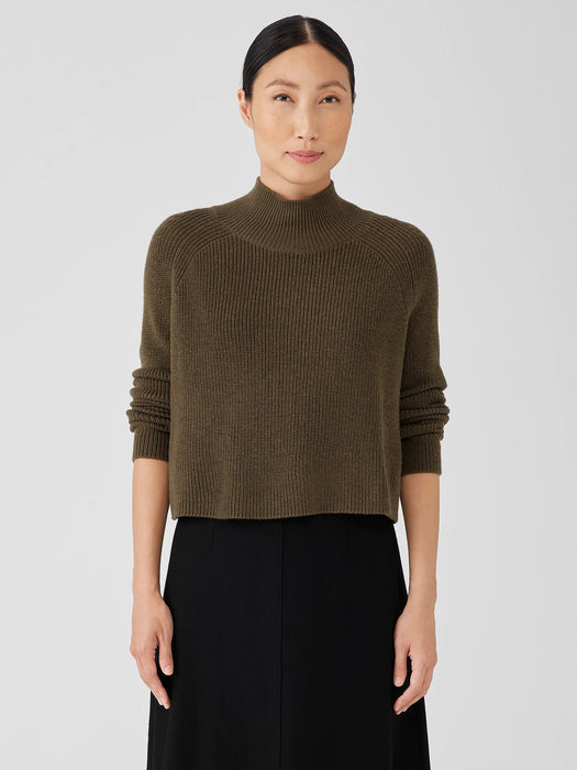 Merino Cropped Turtleneck Top in Regenerative Wool
