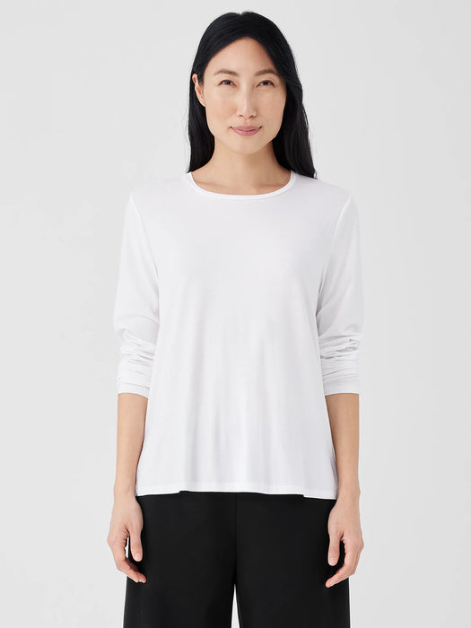 Stretch Jersey Knit Crew Neck Top