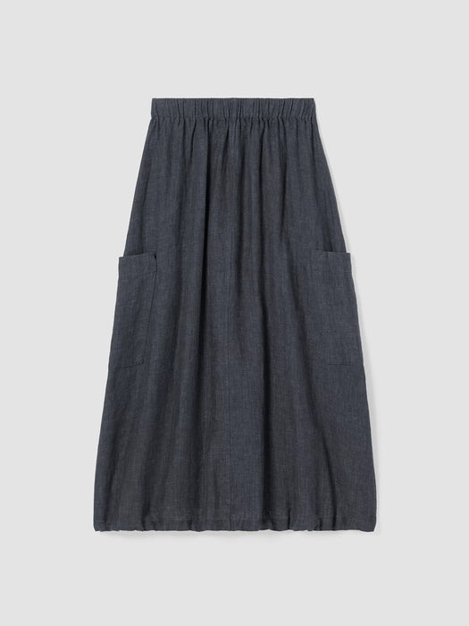 Washed Organic Linen D&eacute;lav&eacute; Cargo Skirt
