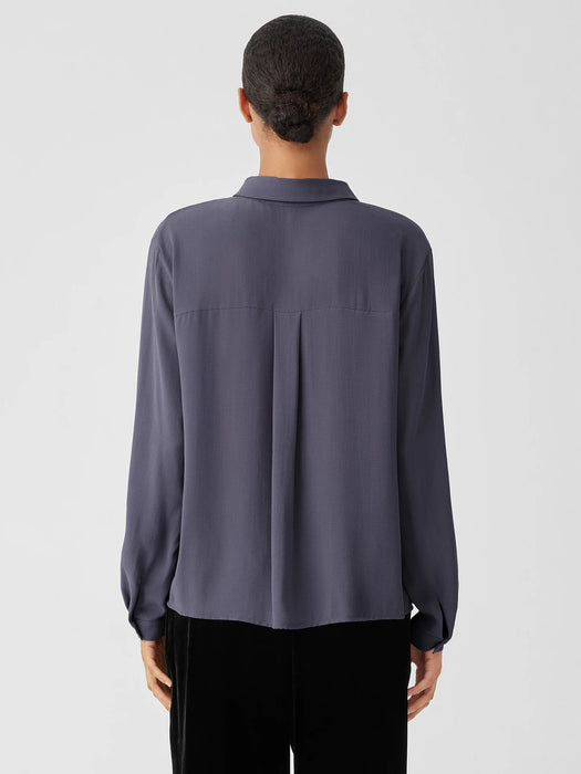 Silk Georgette Crepe Classic Collar Shirt