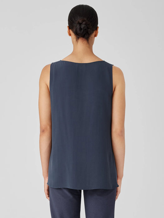 Silk Georgette Crepe&nbsp;Ballet Neck Long Tank