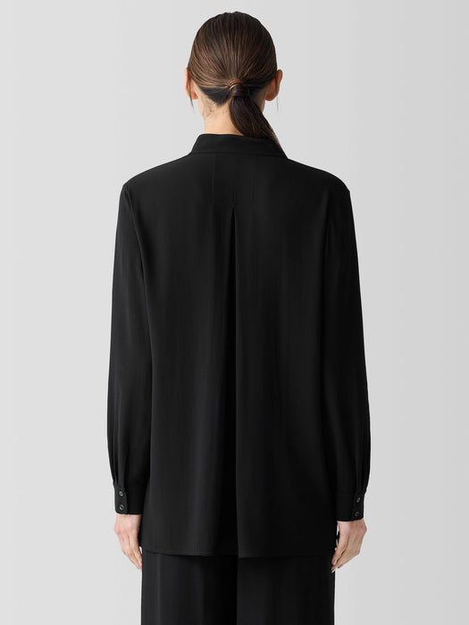 Silk Georgette Crepe Stand Collar Top