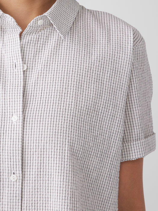 Organic Cotton Ripple&nbsp;Checkered&nbsp;Short-Sleeve Shirt