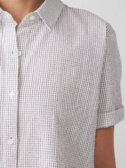 Organic Cotton Ripple&nbsp;Checkered&nbsp;Short-Sleeve Shirt