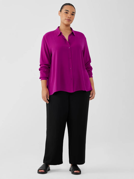 Silk Georgette Crepe Classic Collar Shirt