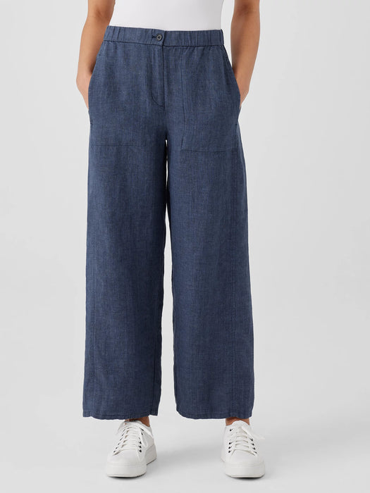 Washed Organic Linen D&eacute;lav&eacute; Wide Trouser Pant