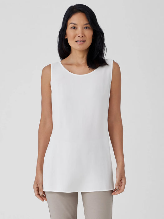 Silk Georgette Crepe&nbsp;Ballet Neck Long Tank