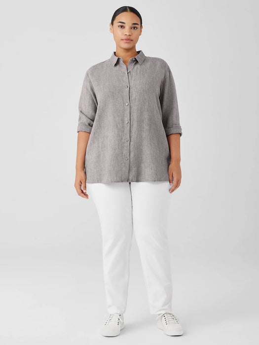 Washed Organic Linen D&eacute;lav&eacute; Classic Collar Shirt
