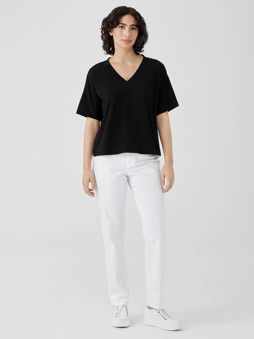 Pima Cotton Stretch Jersey V-Neck Tee