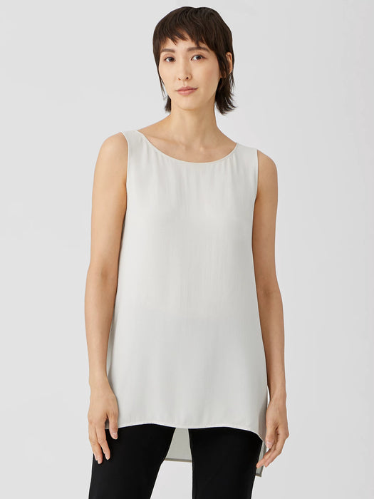 Silk Georgette Crepe Bateau Neck Tank