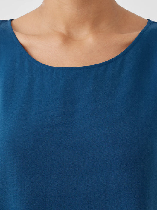 Silk Georgette Crepe&nbsp;Ballet Neck Long Tank