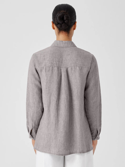 Washed Organic Linen D&eacute;lav&eacute; Classic Collar Shirt