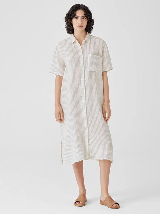Puckered Organic Linen Shirtdress