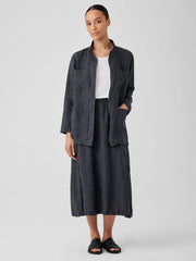 Washed Organic Linen D&eacute;lav&eacute; Stand Collar Jacket
