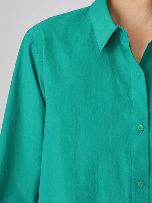 Washed Organic Cotton Poplin Classic Collar Shirt