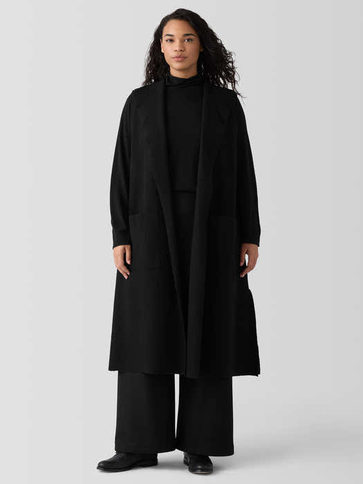 Lightweight Boiled Wool Shawl Collar Vest in Regenerative Wool