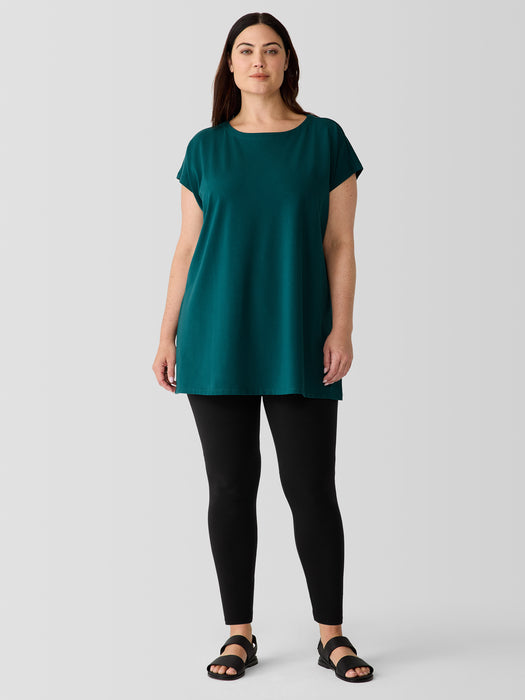Pima Cotton Stretch Jersey Bateau Neck Long Top