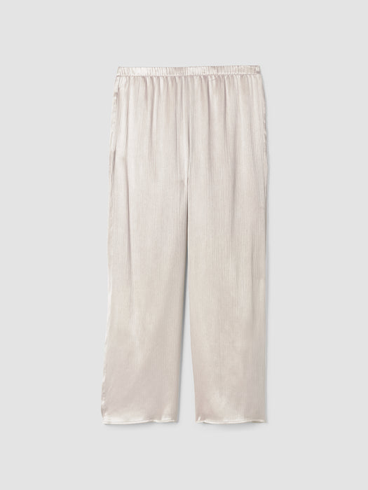 Striated Silk Satin Straight Pant