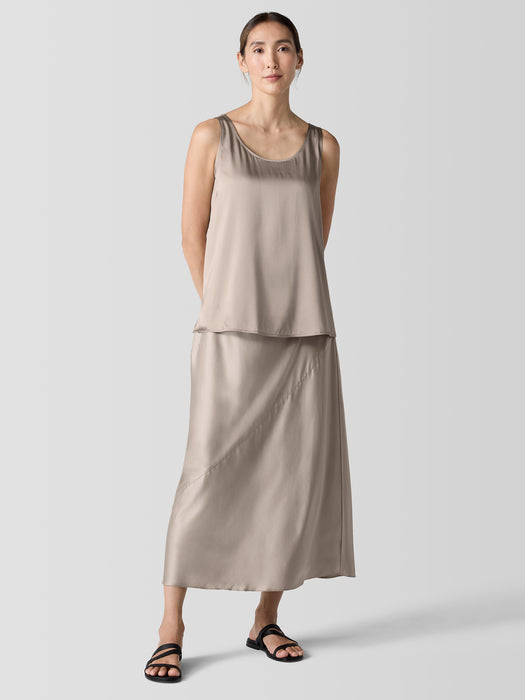 Stretch Silk Charmeuse Scoop Neck Tank