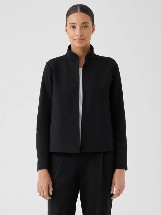 Cotton Blend Ponte Stand Collar Jacket