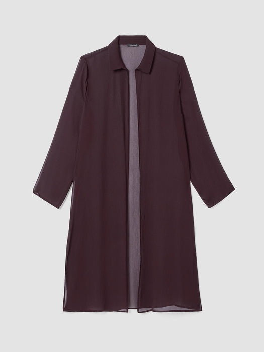 Crinkled Sheer Silk Classic Collar Jacket