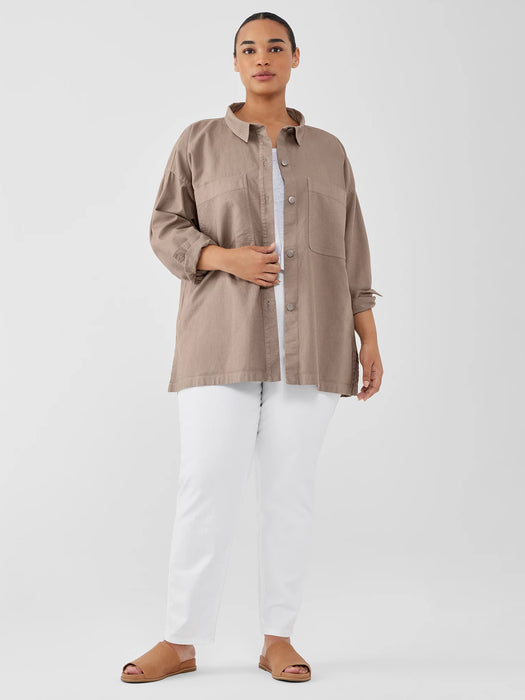 Cotton Hemp Stretch Shirt Jacket