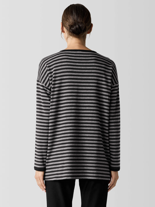 Striped Cozy Brushed Terry Long Box-Top
