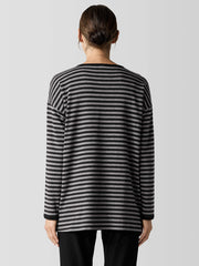 Striped Cozy Brushed Terry Long Box-Top