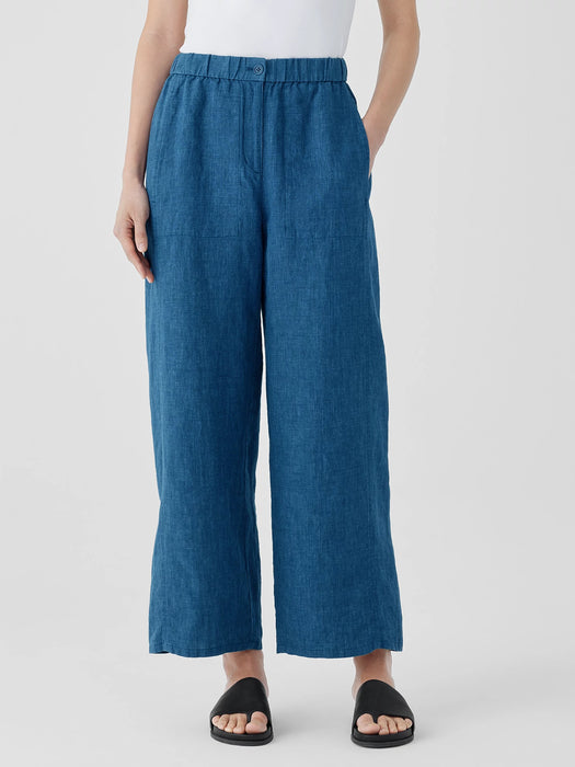 Washed Organic Linen D&eacute;lav&eacute; Wide Trouser Pant