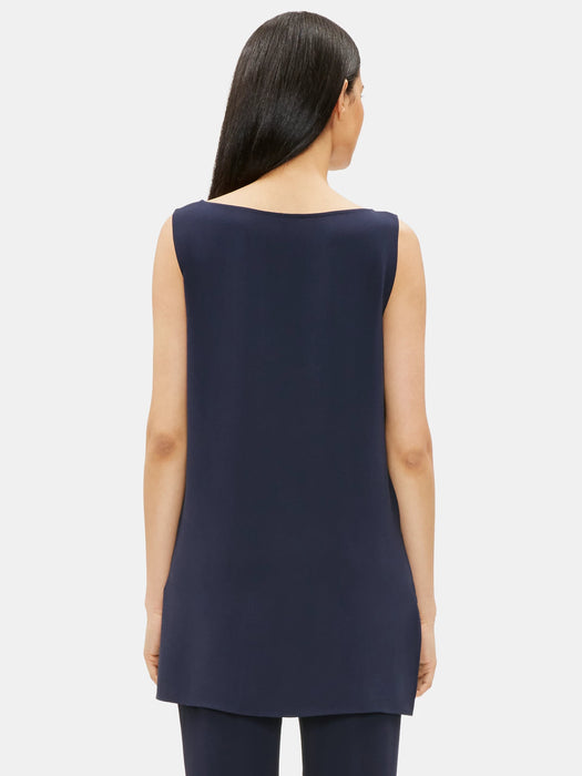 Silk Georgette Crepe Bateau Neck Tank