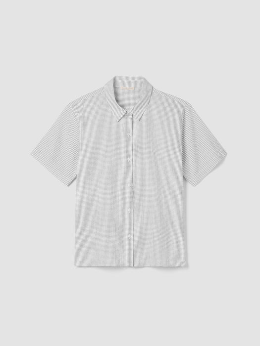 Organic Cotton Ripple&nbsp;Checkered&nbsp;Short-Sleeve Shirt