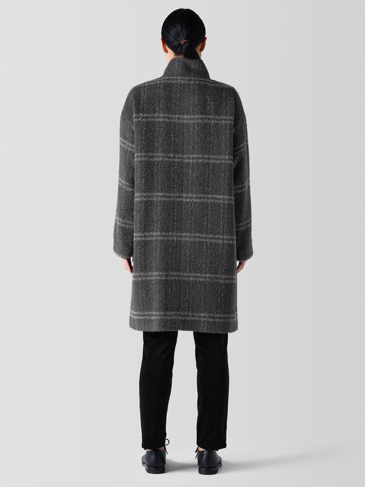 Luxe Alpaca Windowpane Stand Collar Coat
