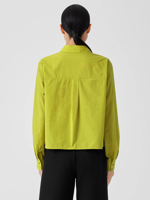 Washed Organic Cotton Poplin Classic Collar Short Shirt