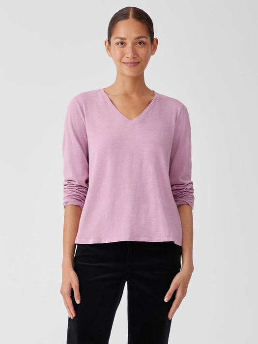 Organic Cotton Slub V-Neck Top
