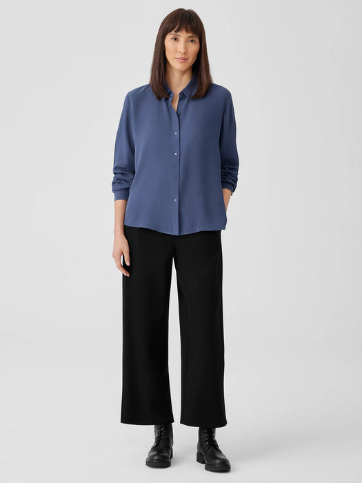 Silk Georgette Crepe Classic Collar Shirt