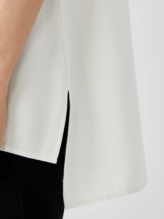 Silk Georgette Crepe Bateau Neck Tank
