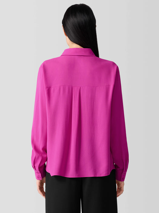 Silk Georgette Crepe Classic Collar Shirt
