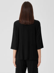 Variegated Rib Knit Crew Neck Long Top