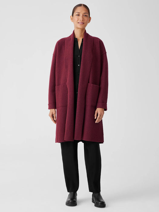 Lightweight Boiled&nbsp;Wool High Collar Coat in Regenerative Wool