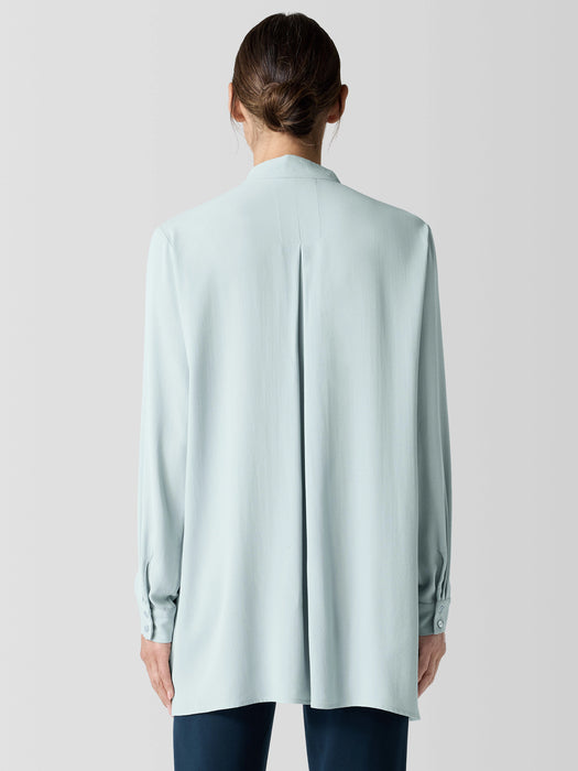 Silk Georgette Crepe Stand Collar Top