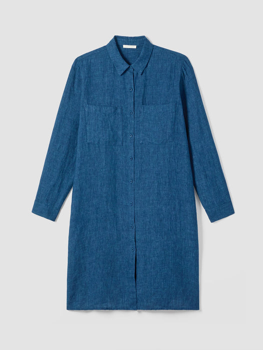 Washed Organic Linen D&eacute;lav&eacute; Shirtdress