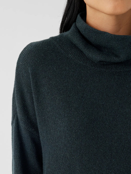 Cotton and Recycled Cashmere Turtleneck Long Top