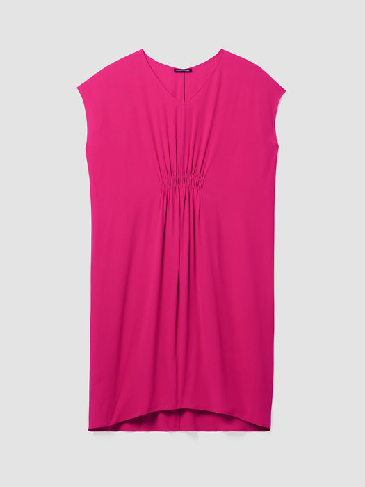 Silk Georgette Crepe V-Neck Dress
