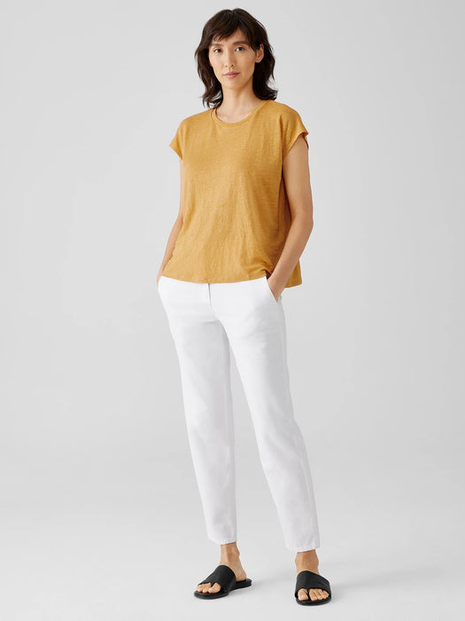 Organic Linen Jersey Shirred-Back Top
