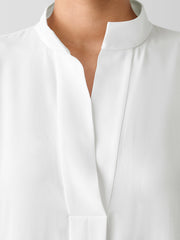 Silk Georgette Crepe Stand Collar Top