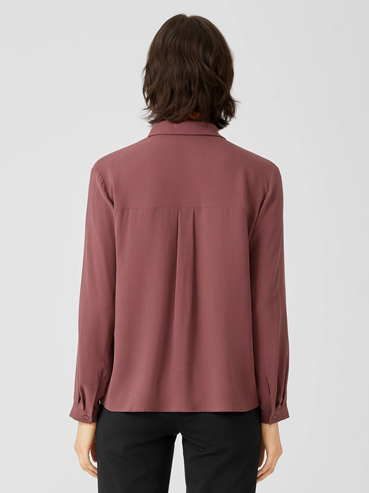 Silk Georgette Crepe Classic Collar Shirt