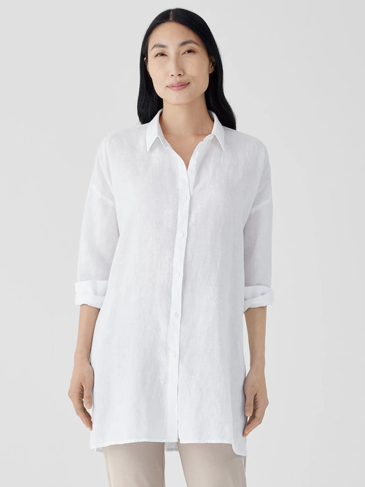 Organic Handkerchief Linen Classic Collar Long Shirt