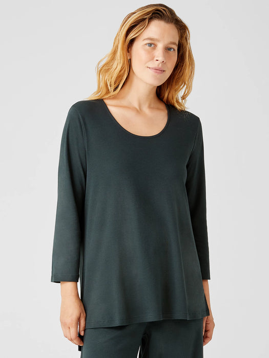 Cozy Organic Cotton Interlock U-Neck Top