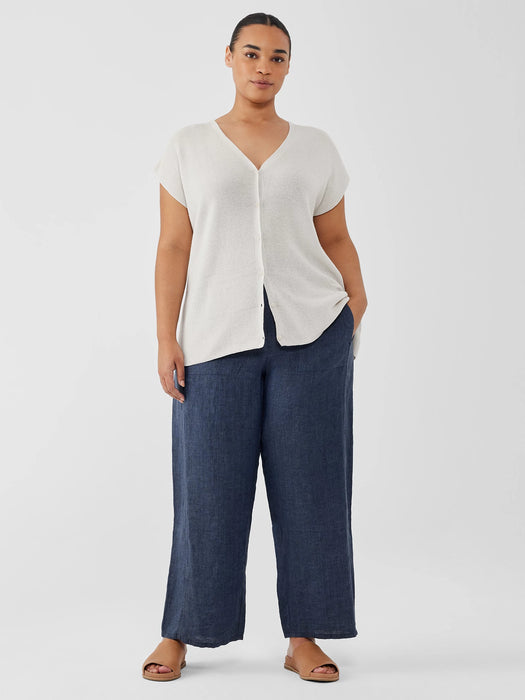 Washed Organic Linen D&eacute;lav&eacute; Wide Trouser Pant