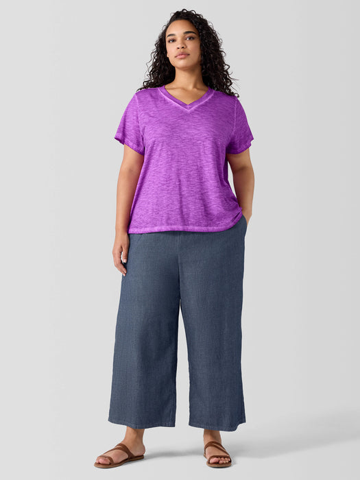 Organic Cotton Hazy Slub V-Neck Tee